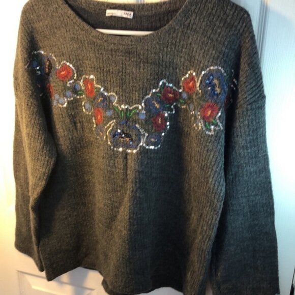 M Zara grey embroidered sequinned sweater - Picture 9 of 12